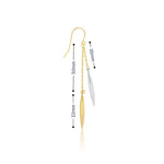 9ct yellow and white gold two tone double chain drop earrings with marquise shaped ends and hook fittings