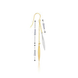 9ct yellow and white gold two tone double chain drop earrings with marquise shaped ends and hook fittings
