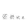 18ct white gold diamond stud earrings featuring round brilliant cut diamonds in four-claw settings with post and butterfly fittings.