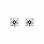 18ct white gold diamond stud earrings featuring two round brilliant cut diamonds totalling 2.48ct, with four-claw settings and butterfly fittings.