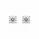 18ct white gold diamond stud earrings featuring two round brilliant cut diamonds totalling 2.48ct, with four-claw settings and butterfly fittings.