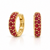 Ruby Huggie Earrings Yellow Gold