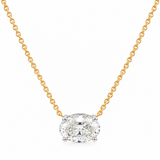 18ct yellow and white gold east-west necklet with 1.01ct natural oval brilliant cut diamond