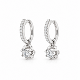 Diamond Flower Drop White Gold Earrings