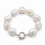 baroque freshwater pearl bracelet with large irregular pearls and sterling silver bolt clasp