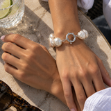 baroque freshwater pearl bracelet with large irregular pearls and sterling silver bolt clasp