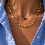 Emerald Cut Sapphire Necklace in 18ct Yellow Gold (0.49ct)