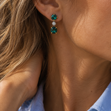 Green Tourmaline & Diamond Drop Earrings Yellow and White Gold