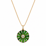 18ct yellow gold chrome diopside and diamond wheel pendant with central diamond