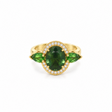 Green Sapphire, Tsavorite & Diamond Ring Yellow Gold