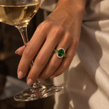 Green Sapphire, Tsavorite & Diamond Ring Yellow Gold