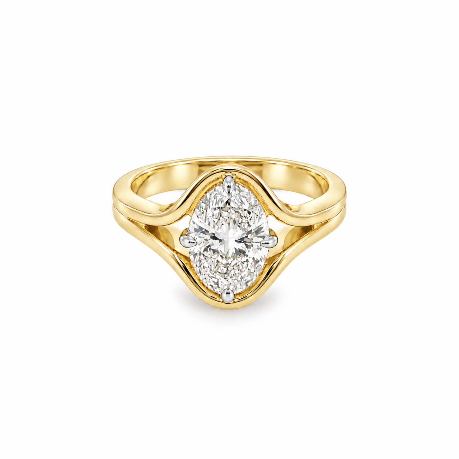 18ct yellow gold oval diamond ring with 1.81ct GIA certified diamond in NSEW claw setting