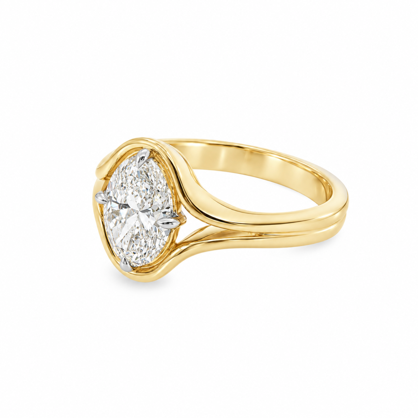 18ct yellow gold oval diamond ring with 1.81ct GIA certified diamond in NSEW claw setting