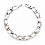 9ct white gold bracelet with polished oblong open links.
