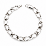 9ct white gold bracelet with polished oblong open links.