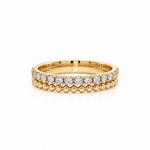 18ct yellow gold diamond band ring with 14 natural round brilliant cut diamonds and beaded detail