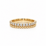 18ct yellow gold diamond band ring with 14 natural round brilliant cut diamonds and beaded detail