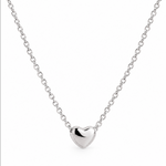 Sterling silver puff heart necklet with 5mm heart slider and fine trace link chain.