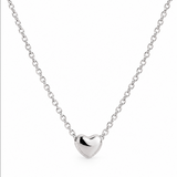 Sterling silver puff heart necklet with 5mm heart slider and fine trace link chain.
