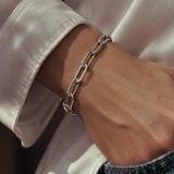 Oblong Link Bracelet in 9ct White Gold