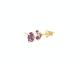 9ct yellow gold amethyst stud earrings with oval cut purple gemstones in four claw settings