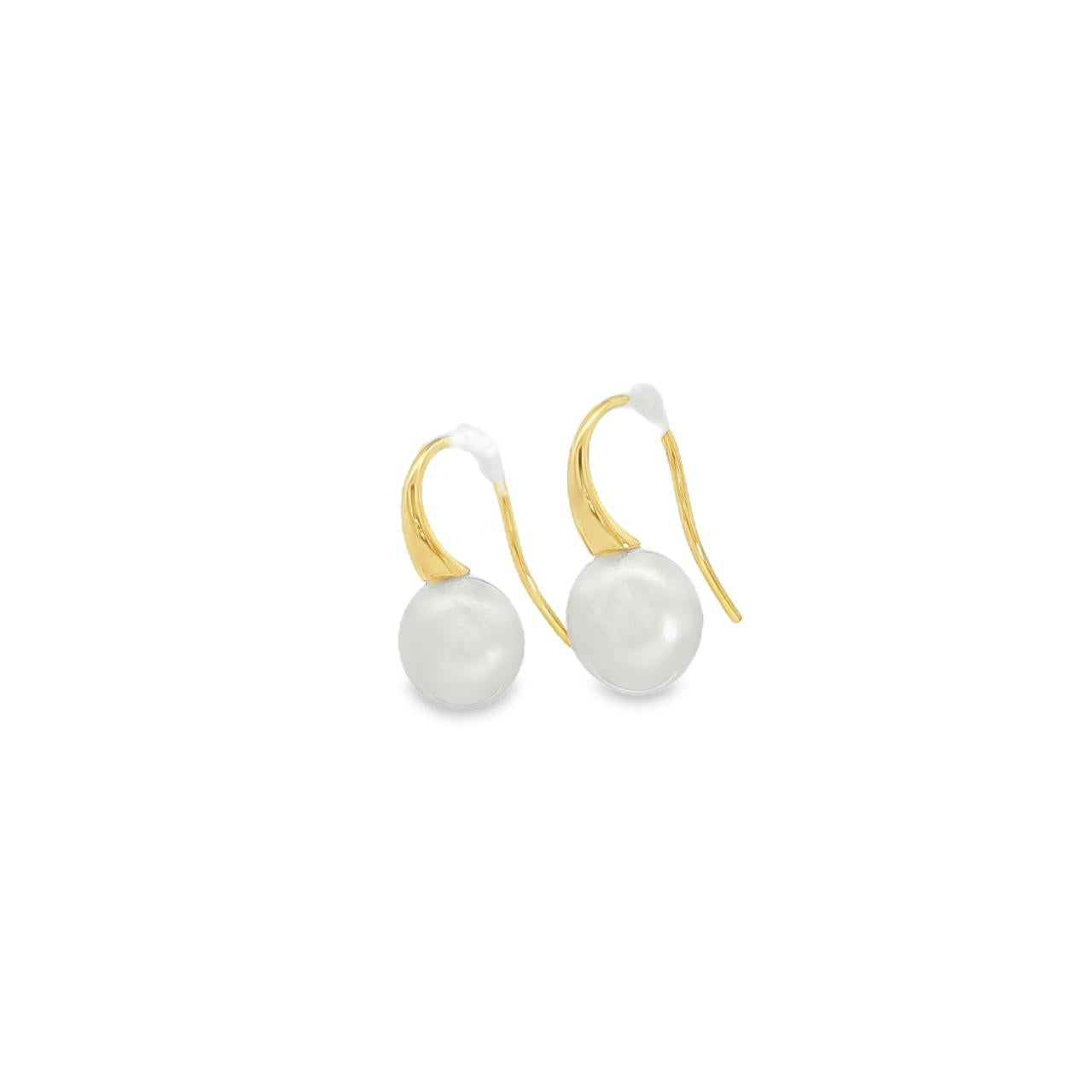 Autore 18ct yellow gold South Sea pearl earrings with 9mm oval white pearls