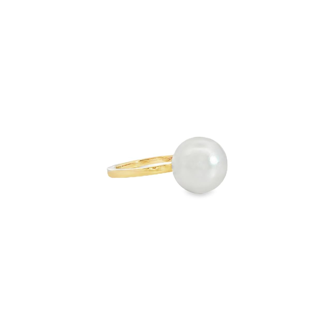 Autore 18ct yellow gold South Sea pearl ring with 11mm semi high button pearl