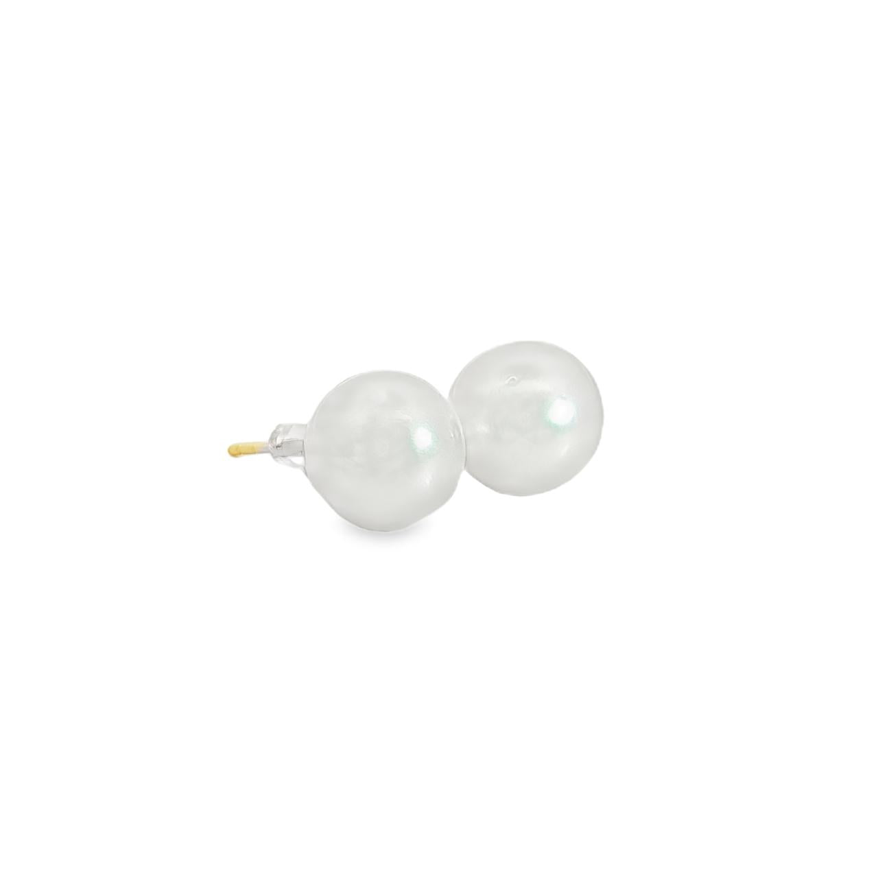 Autore 9ct yellow gold South Sea pearl stud earrings with 10mm white pearls