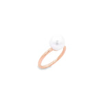 Autore 18ct rose gold ring with 9mm high-button South Sea pearl in a cup setting.