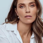 Autore 18ct yellow gold South Sea pearl and diamond earrings with fan-shaped diamond tops and articulated 10mm pearl drops.