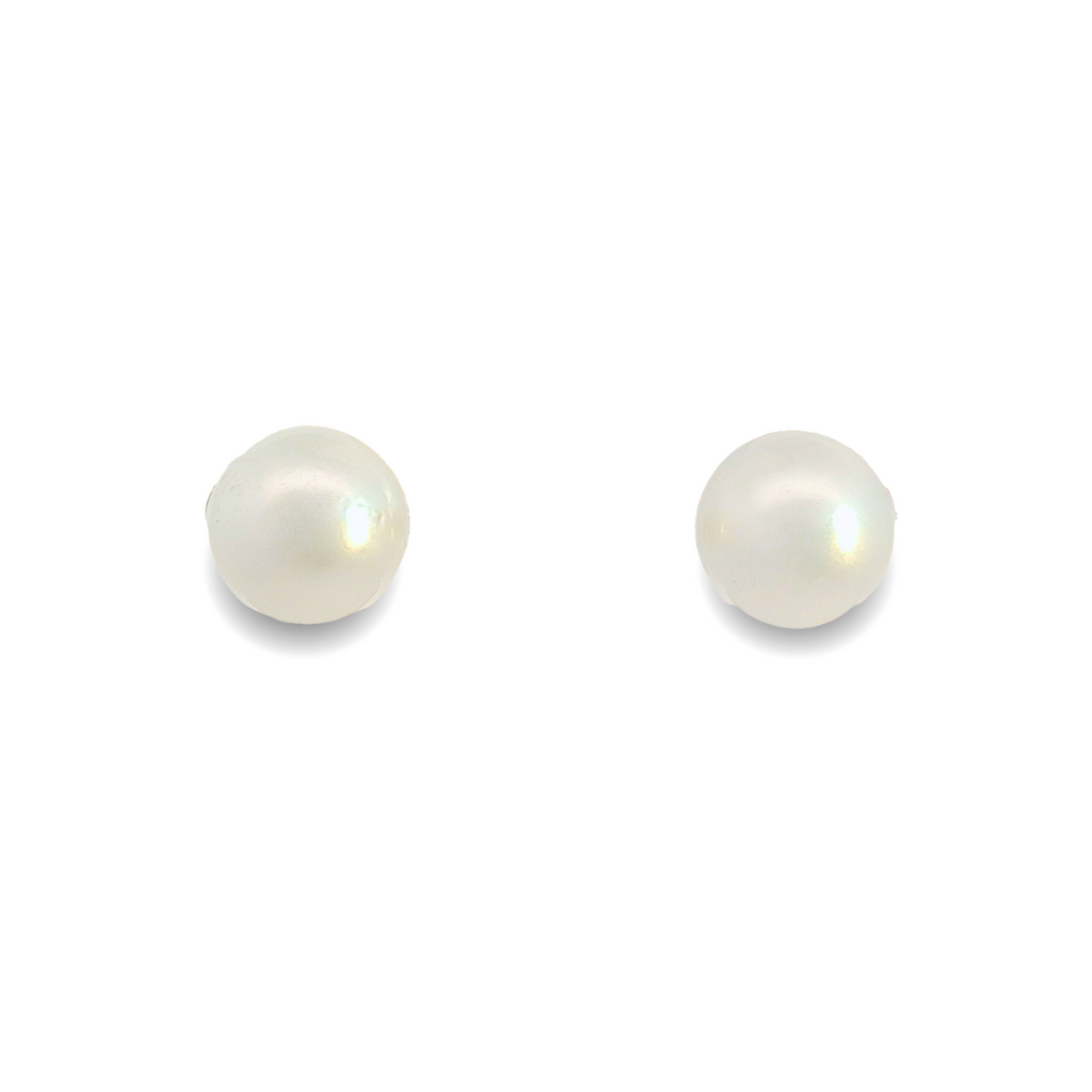 Autore 9ct yellow gold 7mm South Sea pearl stud earrings with post and butterfly fittings.