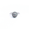 Autore 18ct white gold ring with a 10mm near-round green Tahitian pearl in a classic cup setting.