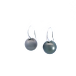 Autore 18ct white gold sweepback earrings with 10mm near-round green Tahitian pearls.