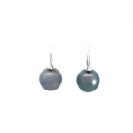 Autore 18ct white gold sweepback earrings with 10mm near-round green Tahitian pearls.