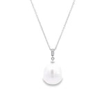 Autore 18ct white gold pendant with 11mm South Sea pearl and diamond-set articulated runner.