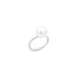 Autore 18ct white gold ring with 10mm high-button South Sea pearl in a cup setting.