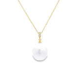 Autore 18ct yellow gold pendant with 11mm South Sea pearl and diamond-set articulated runner.