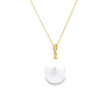 Autore 18ct yellow gold pendant with 11mm South Sea pearl and diamond-set articulated runner.