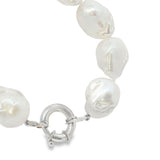 baroque freshwater pearl bracelet with large irregular pearls and sterling silver bolt clasp