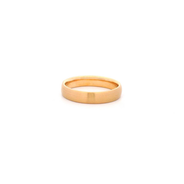 18ct yellow gold brushed finish wedding band with 4mm width.