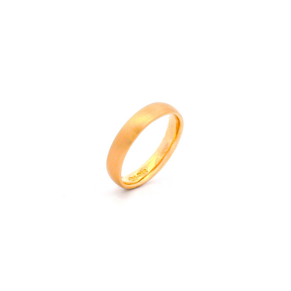 18ct yellow gold brushed finish wedding band with 4mm width.