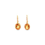 9ct yellow gold oval citrine stud earrings with bezel settings.