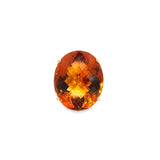 9ct yellow gold ring featuring a 23.80 x 19.20mm oval cut citrine in a four-claw setting with engraved shoulders on a polished band.