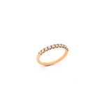 18ct rose gold diamond ring featuring a straight row of claw-set round brilliant cut diamonds across the top.