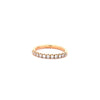 18ct rose gold diamond ring featuring a straight row of claw-set round brilliant cut diamonds across the top.