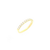 18ct yellow gold diamond ring featuring a straight row of claw-set round brilliant cut diamonds across the top.