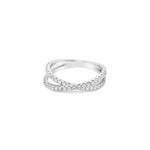 18ct white gold crossover ring featuring 43 round brilliant cut diamonds totalling 0.52ct in two intersecting claw-set rows across the top.
