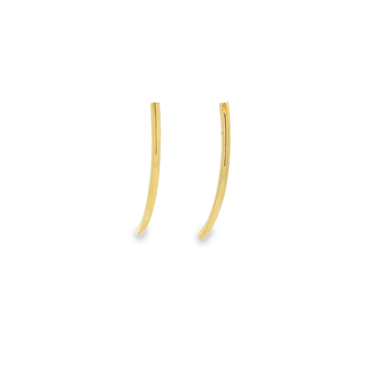 18ct yellow gold curved bar stud earrings featuring a polished finish with post and butterfly fittings.