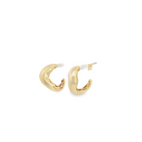 9ct yellow gold curved wave wrap stud earrings featuring an 8 x 3.9mm polished cuff design with post and butterfly fittings.