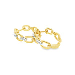 18ct yellow gold chain-link hoop earrings with claw-set diamonds down the front, featuring 16 round brilliant cut GH/SI diamonds.